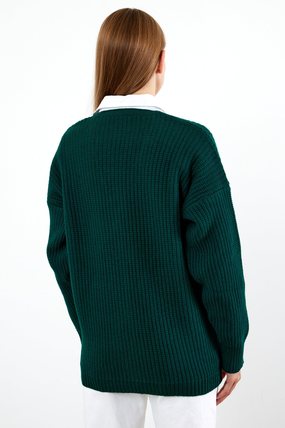 Middle Length Knit Cardigan Flower Embroidery Detailed - SKU: 3830