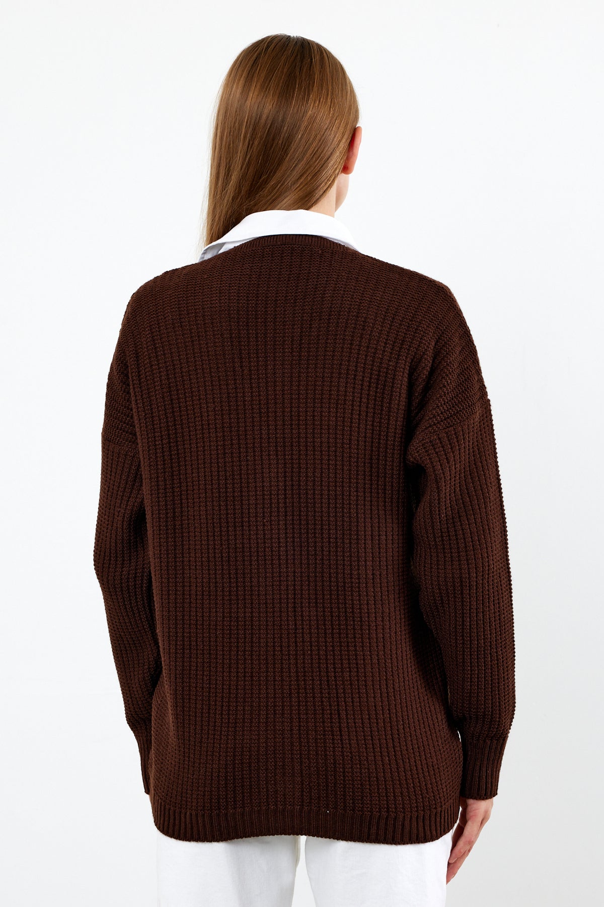 Flower Knitted Knit Cardigan Mid Length Knit Cardigan- SKU: 3810