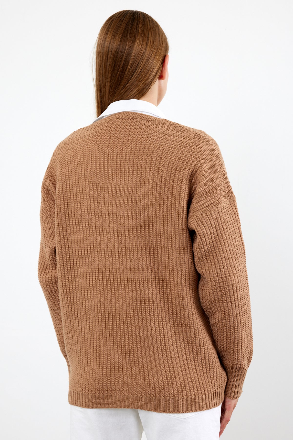 Flower Knitted Knit Cardigan Mid Length Knit Cardigan- SKU: 3810