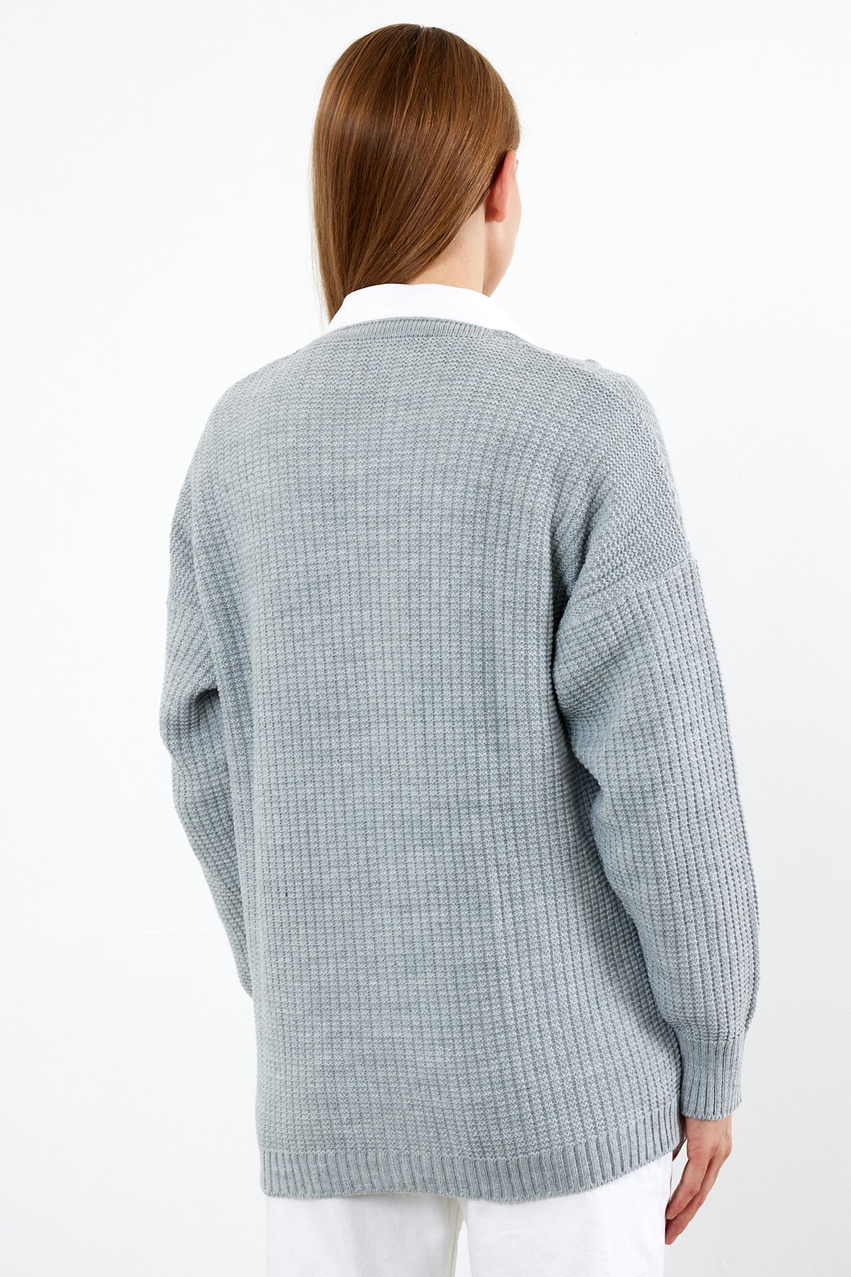 Flower Knitted Knit Cardigan Mid Length Knit Cardigan- SKU: 3810