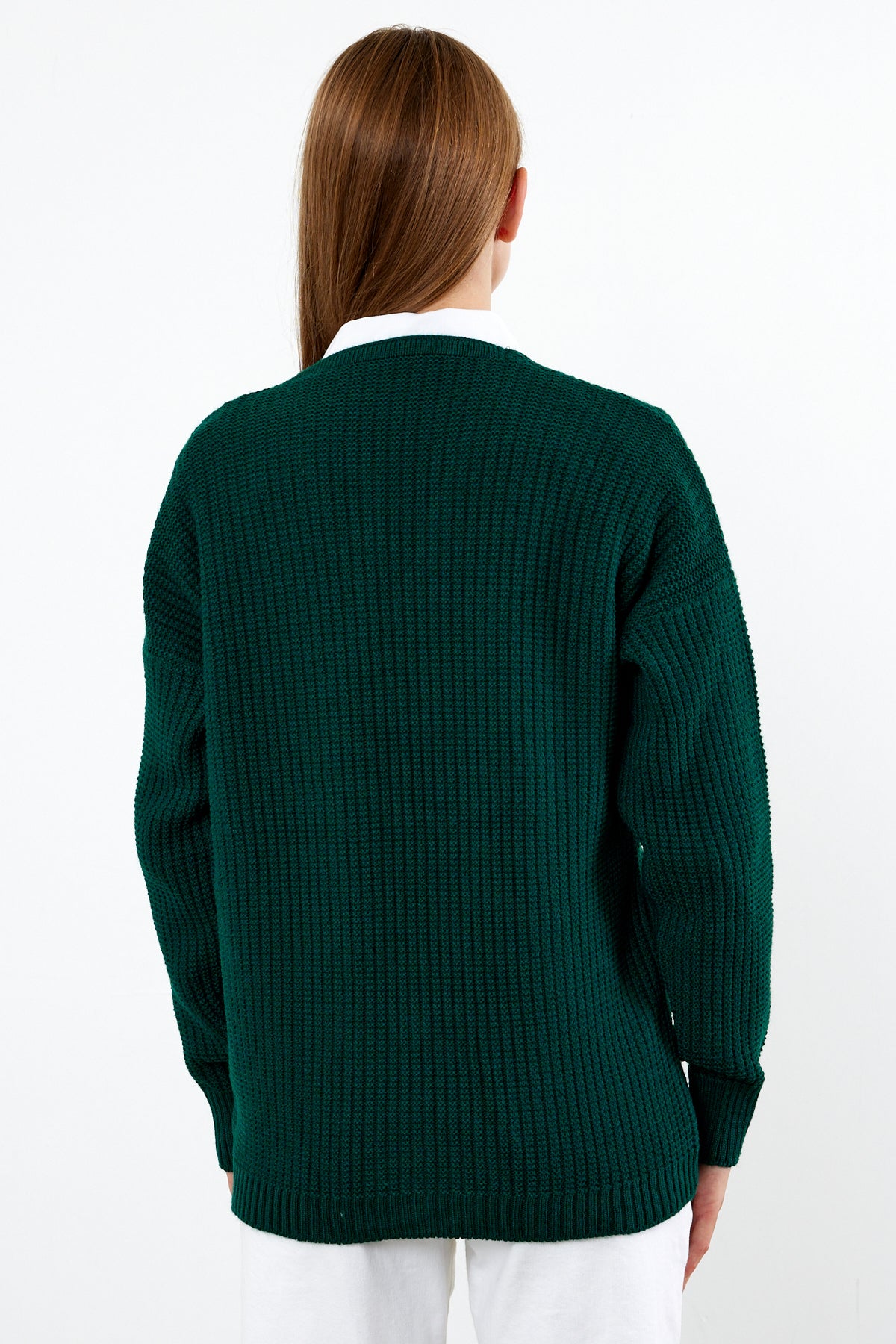 Flower Knitted Knit Cardigan Mid Length Knit Cardigan- SKU: 3810