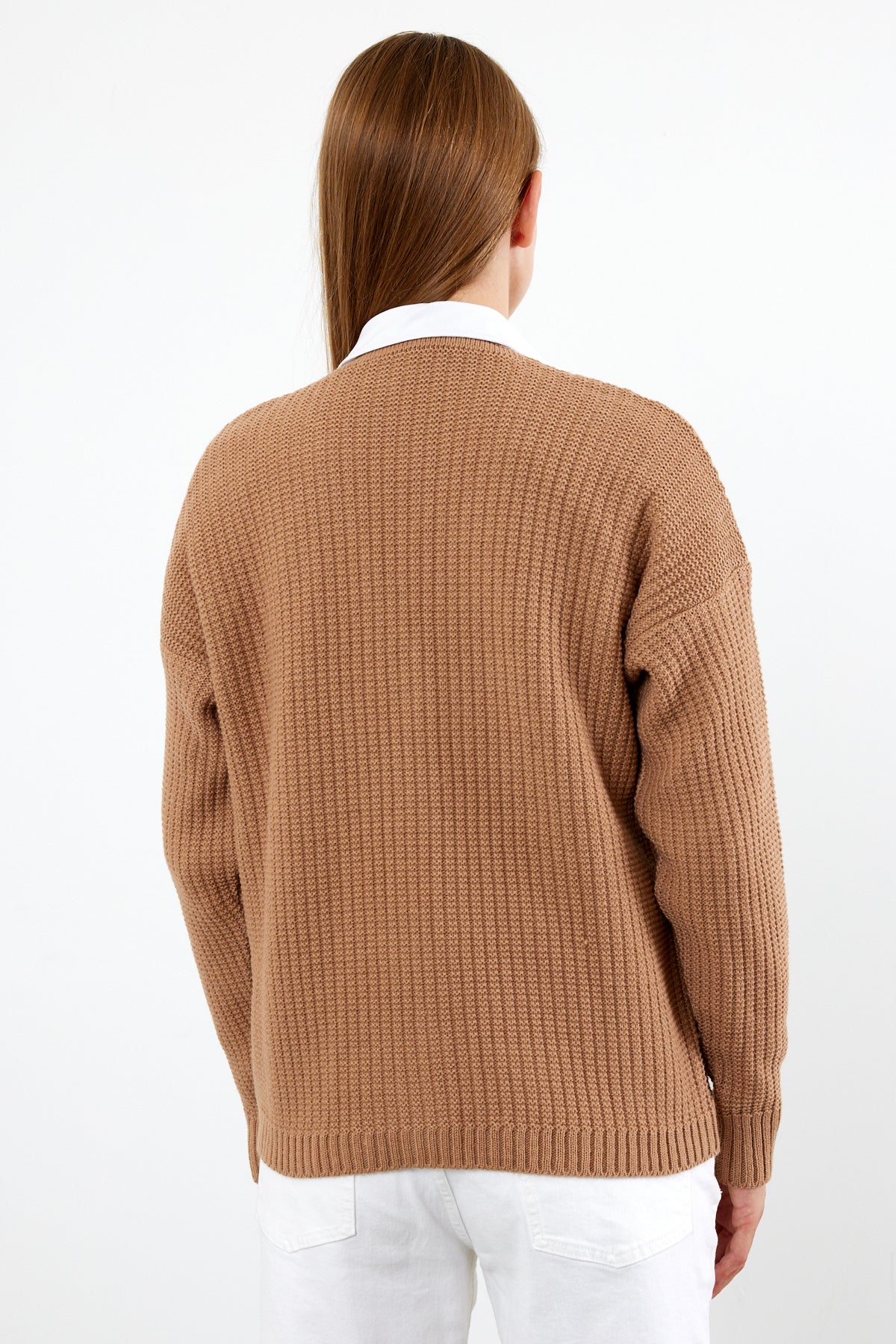 Short Knit Cardigan Solid Color Knit Detailed - SKU: 4002