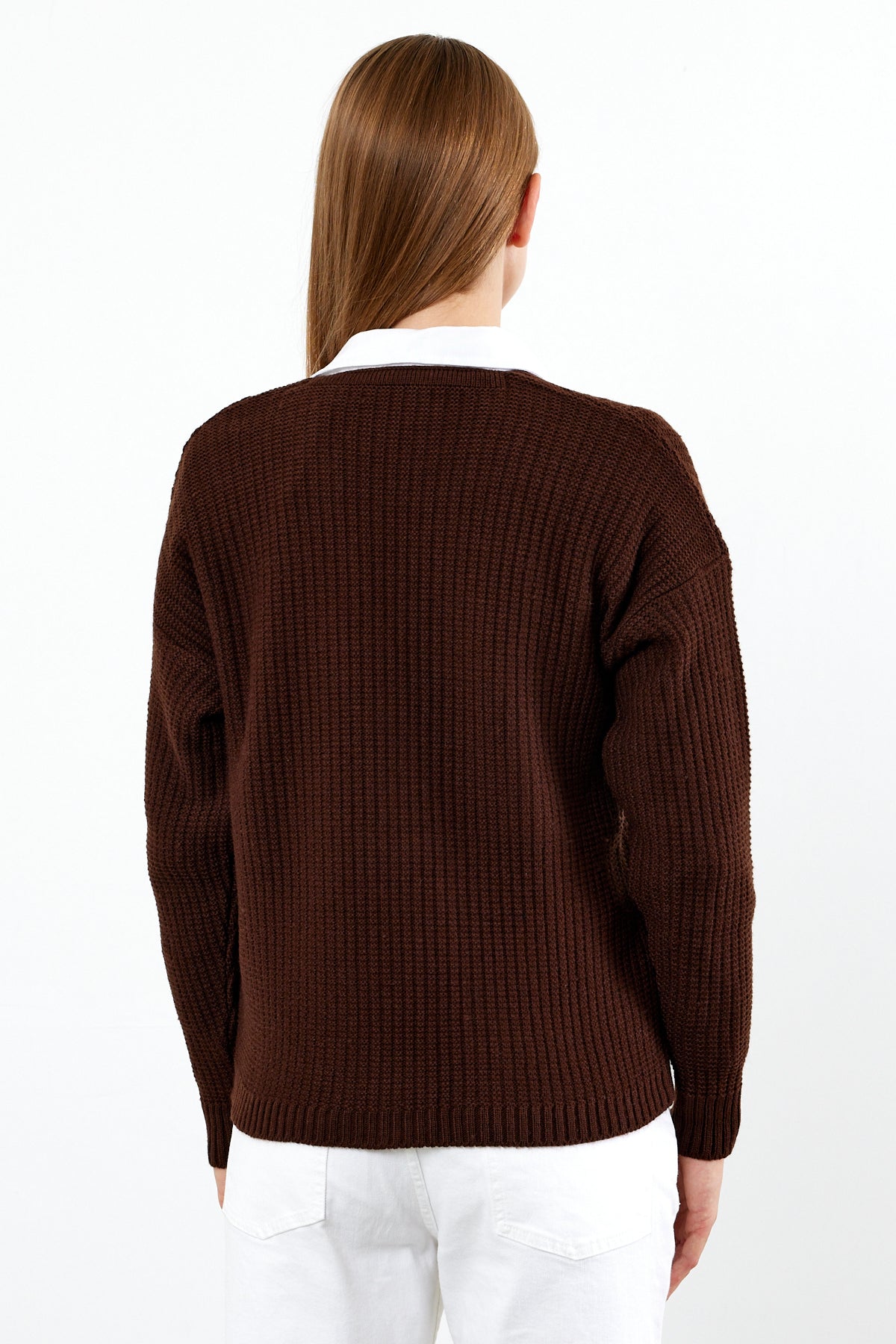 Short Knit Cardigan Solid Color Knit Detailed - SKU: 4002