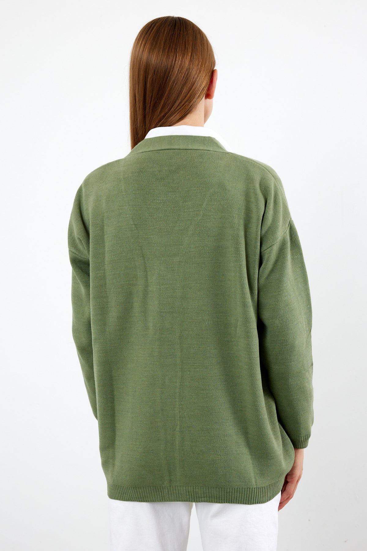 Solid Color Knit Cardigan Mid Length - SKU: 1254