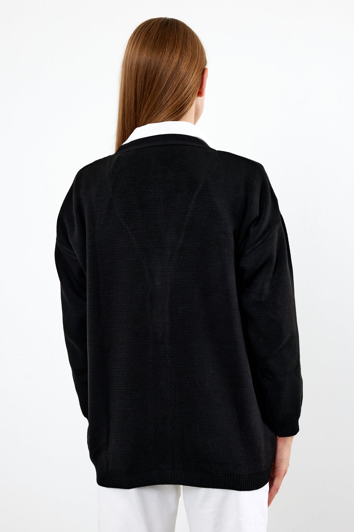 Solid Color Knit Cardigan Mid Length - SKU: 1254