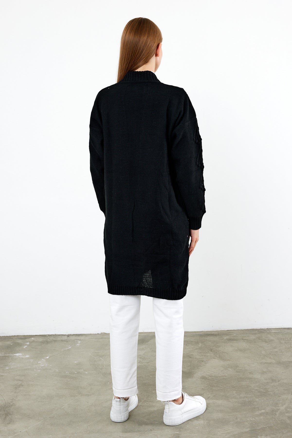 Mid Length Knit Cardigan Detailed- SKU: 3720