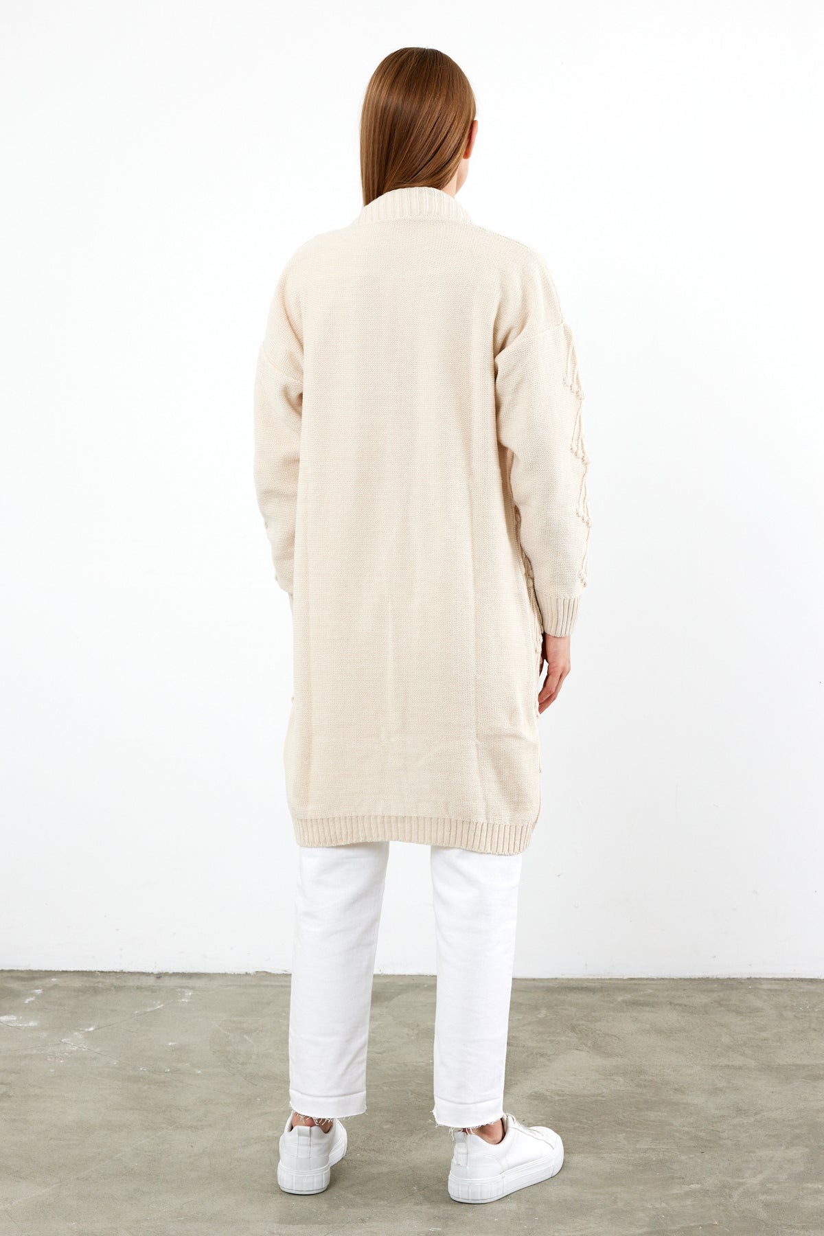 Mid Length Knit Cardigan Detailed- SKU: 3720