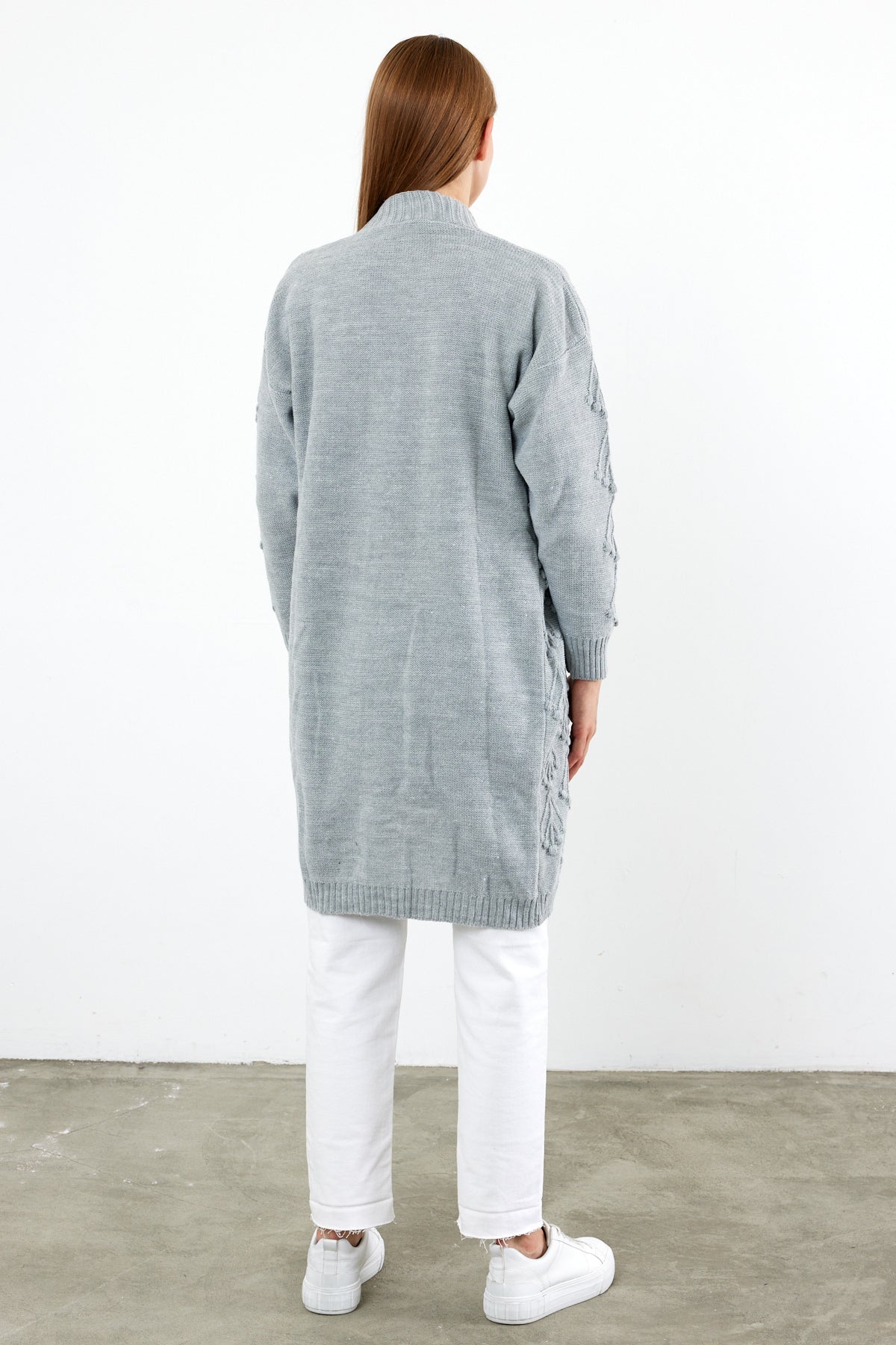 Mid Length Knit Cardigan Detailed- SKU: 3720