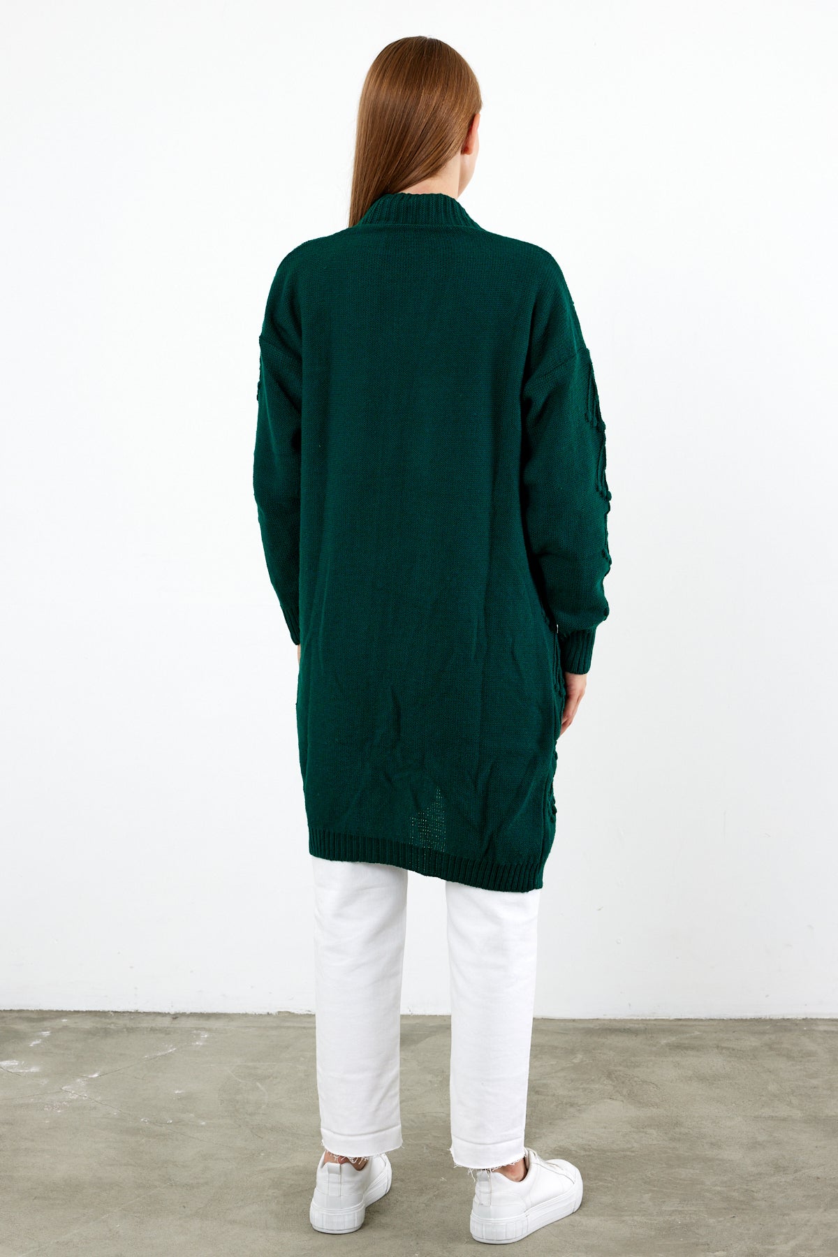 Mid Length Knit Cardigan Detailed- SKU: 3720