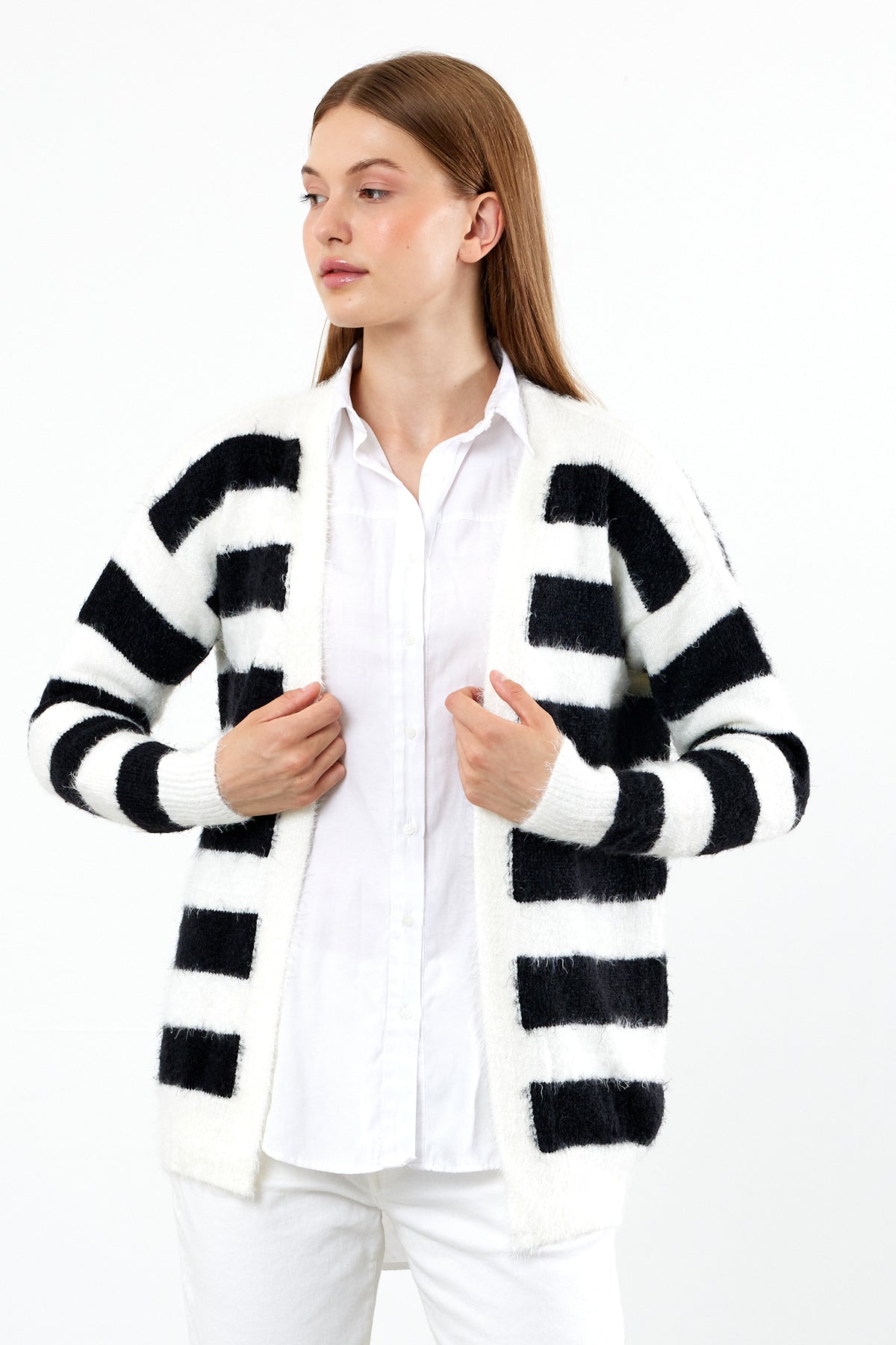 Oversized Striped Softy Cardigan - SKU: 1234