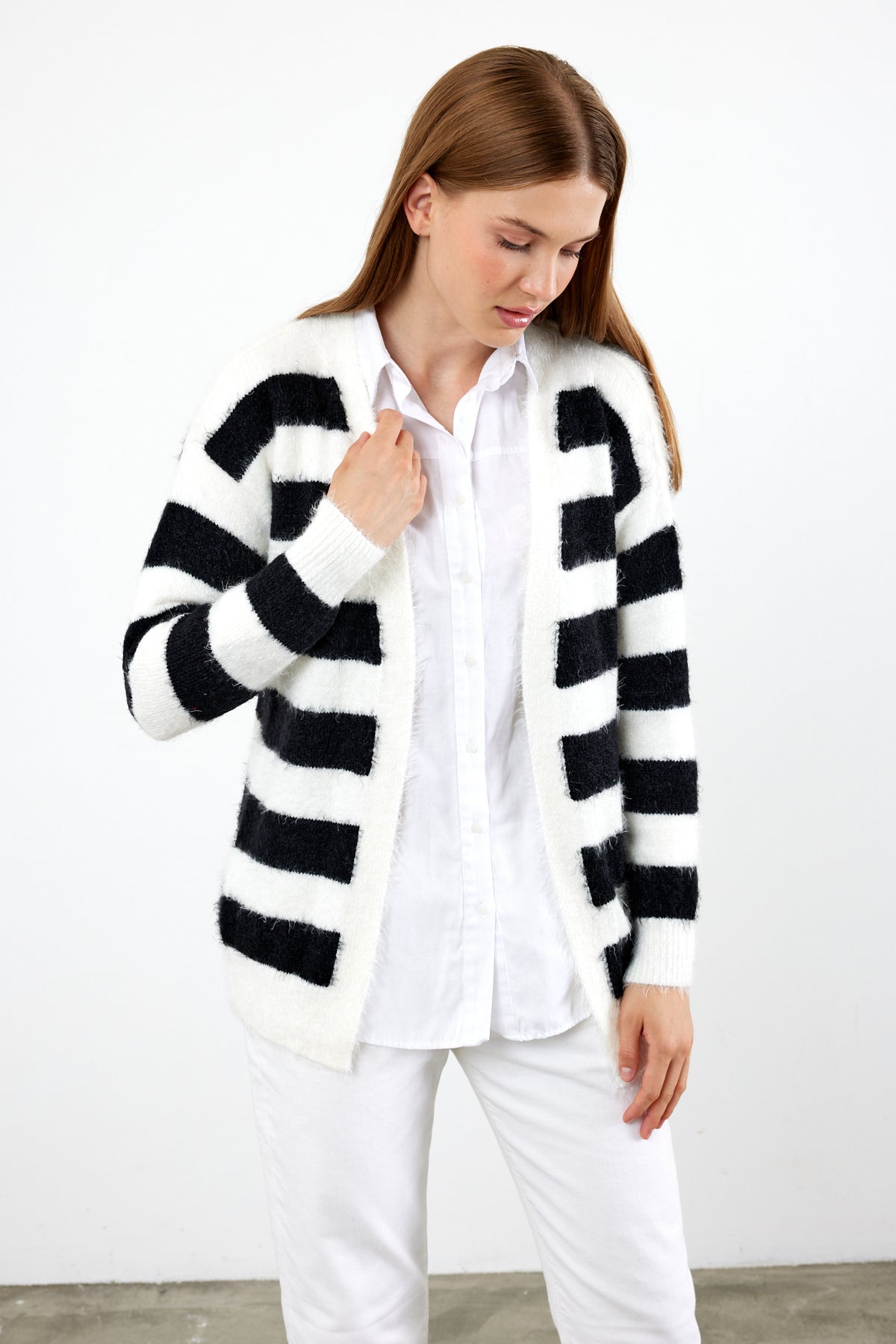 Oversized Striped Softy Cardigan - SKU: 1234