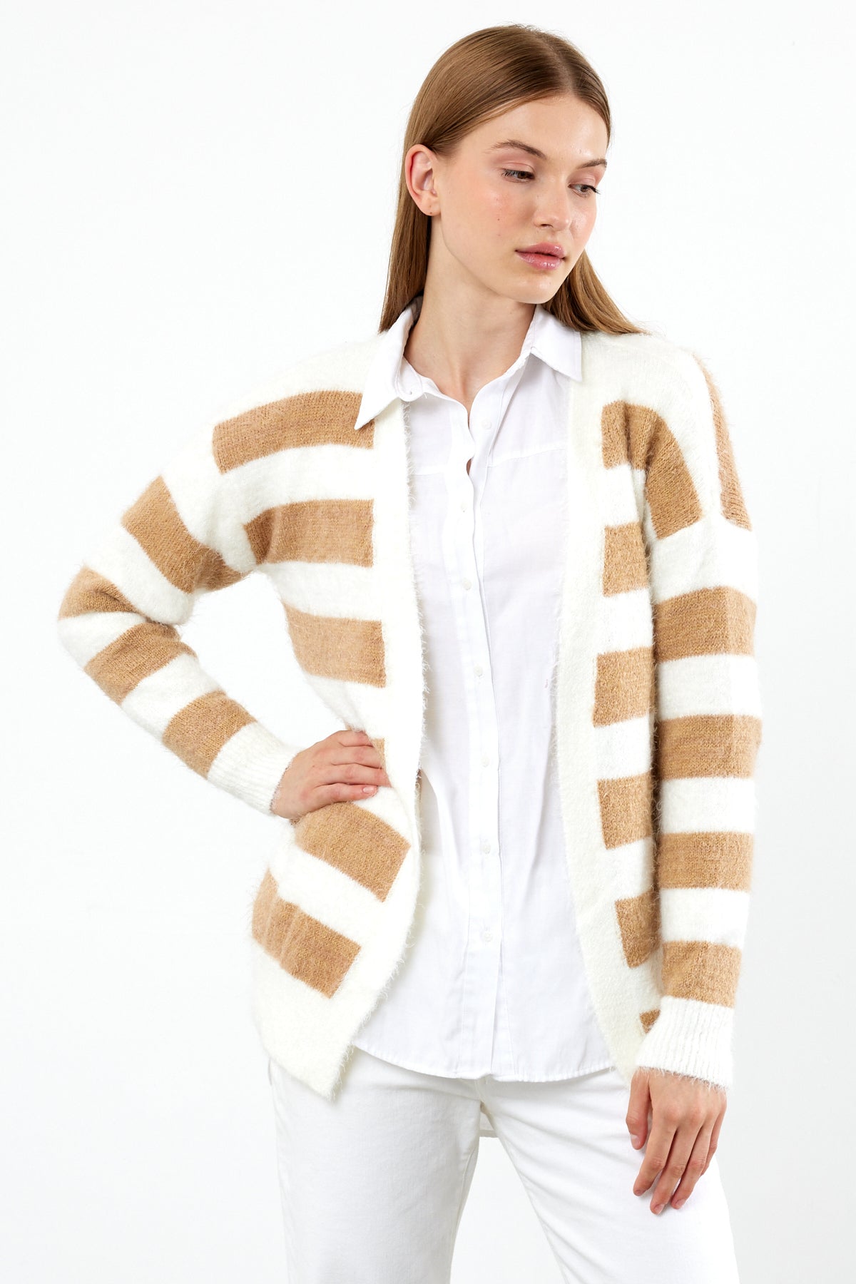 Oversized Striped Softy Cardigan - SKU: 1234
