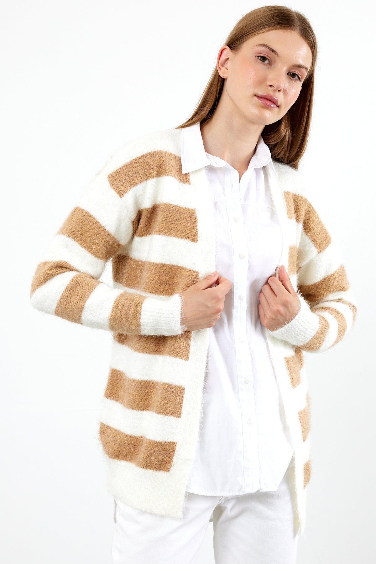 Oversized Striped Softy Cardigan - SKU: 1234