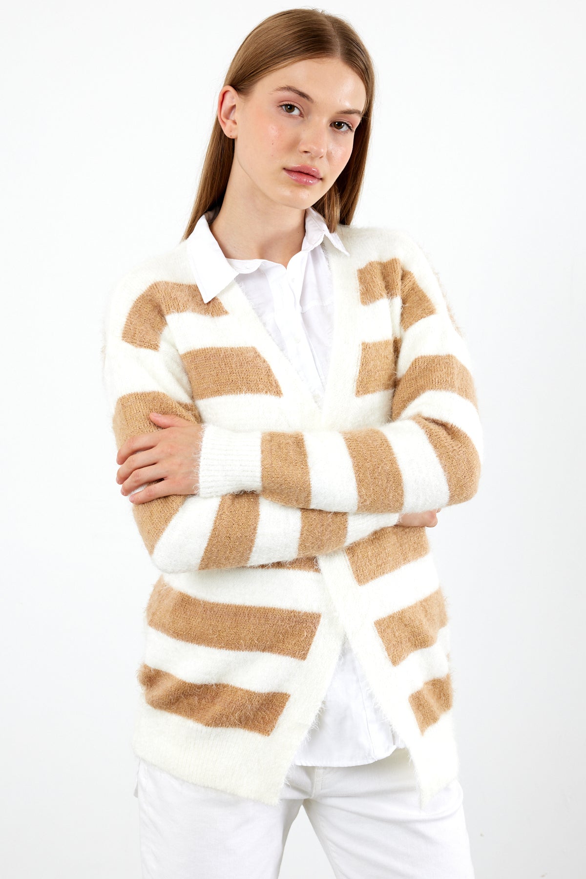 Oversized Striped Softy Cardigan - SKU: 1234