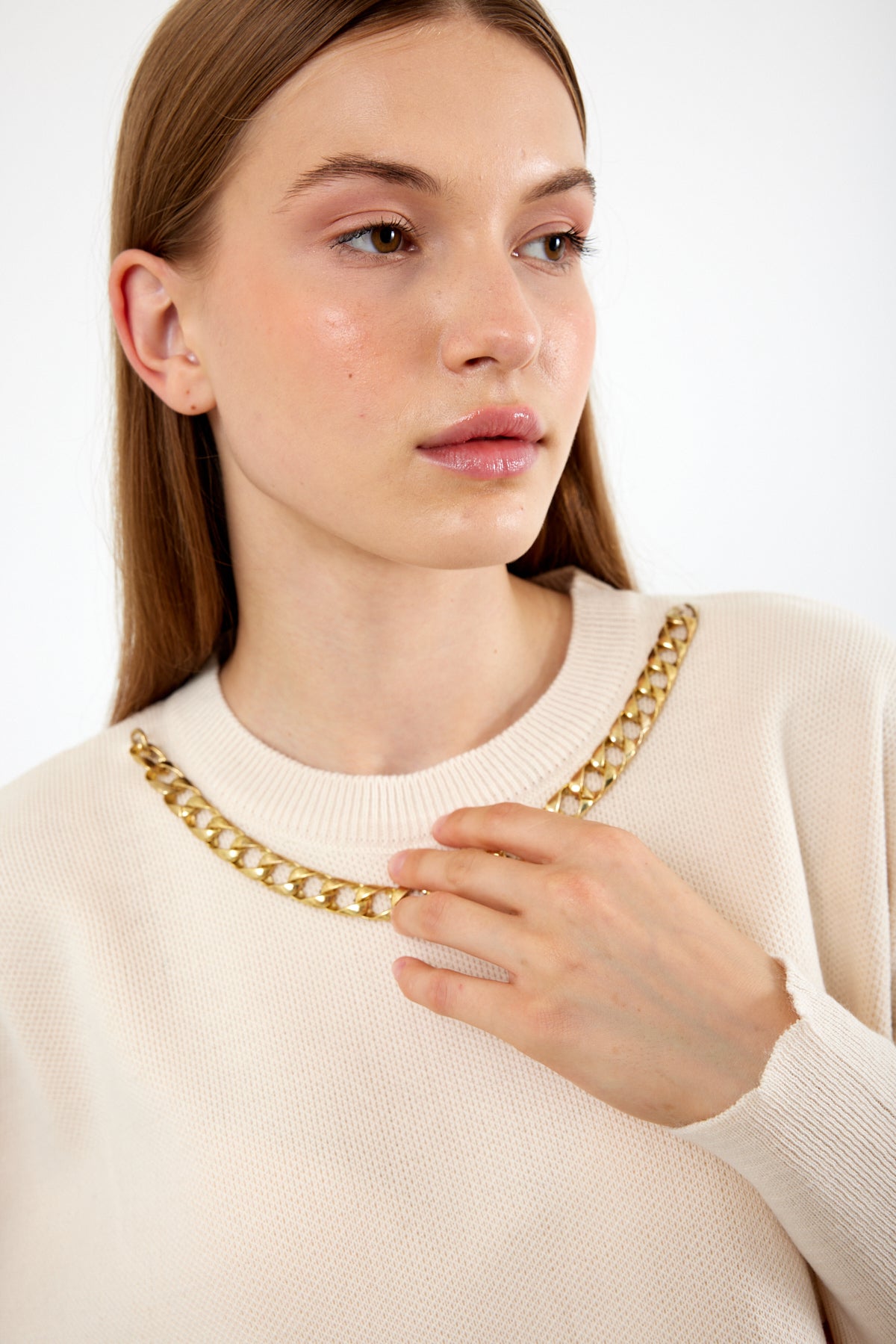 Knit Tunic Sweater Knit Mini Dress Arm Pattern Detailed- SKU: 3010