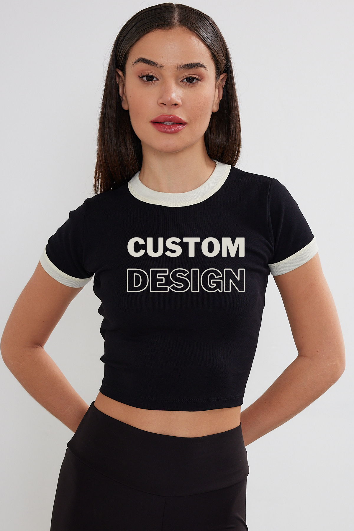 Custom Blank Crop Top Two Tone Cotton Crop Top S-M-L (2-2-2) 6 PIECES