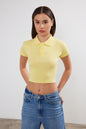 Womens Polo Neck Crop Top Polo Neck Cropped T-Shirt 4034 S-M-L (2-2-2) 6 PIECES
