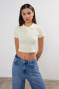 Womens Polo Neck Crop Top Polo Neck Cropped T-Shirt 4034 S-M-L (2-2-2) 6 PIECES