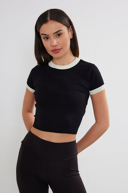 Blank Crop Top Two Tone Cotton Crop Top (S-M-L / 2-2-2) 6 PIECES