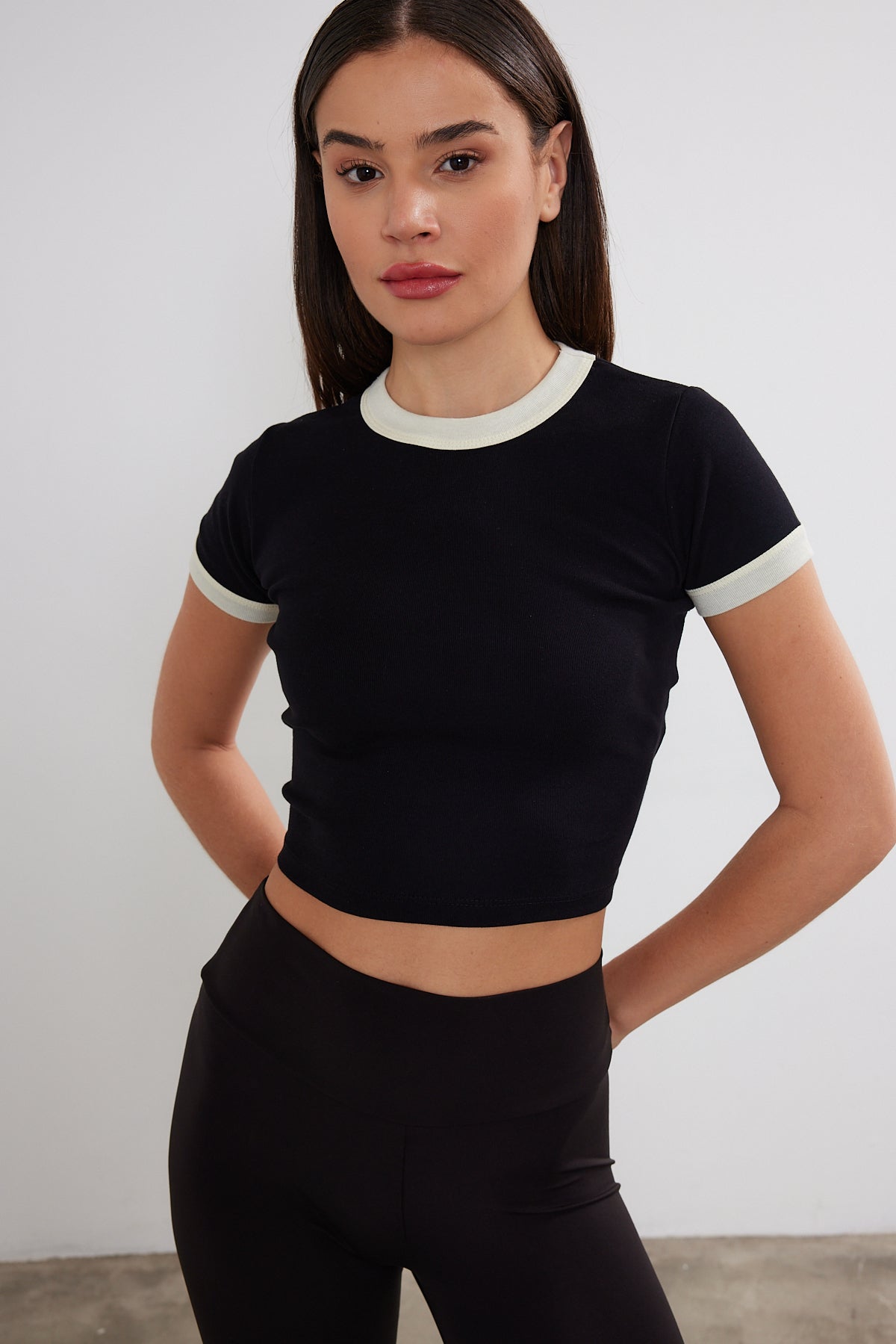 Blank Crop Top Two Tone Cotton Crop Top (S-M-L / 2-2-2) 6 PIECES