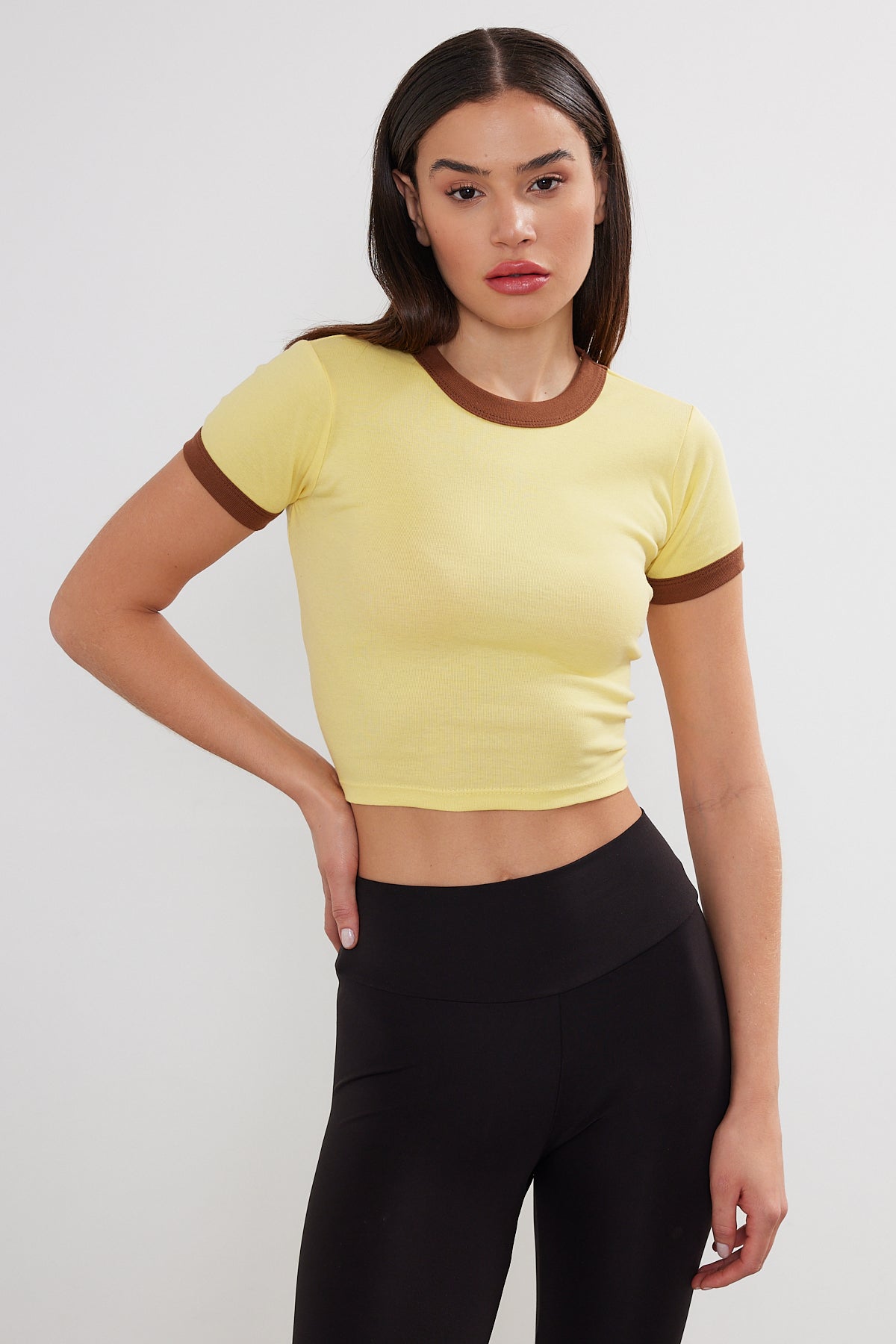 Blank Crop Top Two Tone Cotton Crop Top (S-M-L / 2-2-2) 6 PIECES