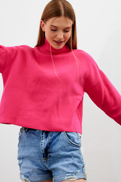 Oversized Solid Color Turtleneck Sweater - SKU: 1079