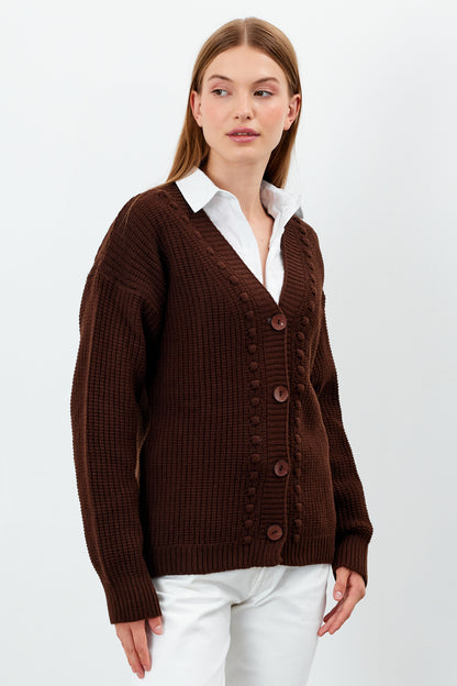 Mid Length Knit Cardigan Solid Color - SKU: 3740