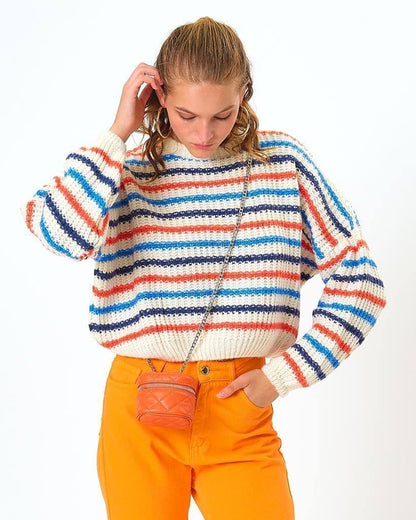 Oversized Striped Chunky Sweater 1088