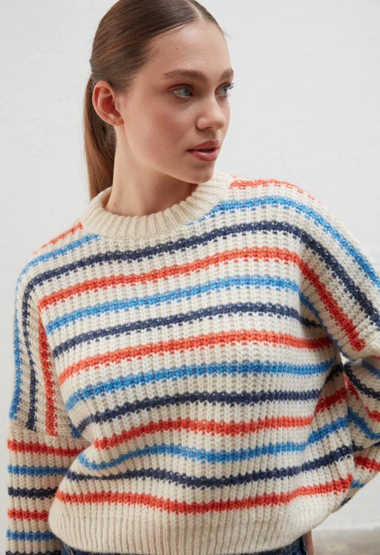Oversized Striped Chunky Sweater 1088