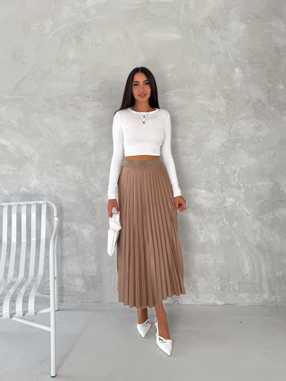 Women's Pleated Skirt Long Solid Color Skirt Modest Skirt SKU: 2375