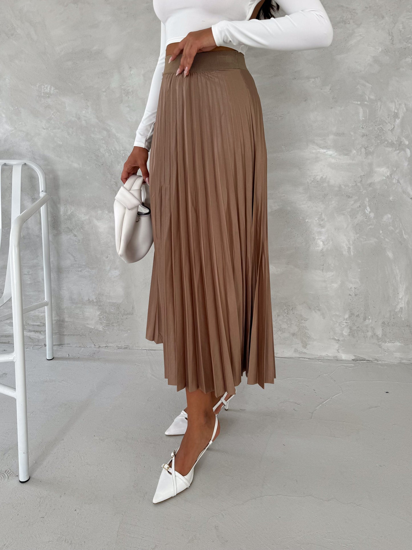 Women's Pleated Skirt Long Solid Color Skirt Modest Skirt SKU: 2375