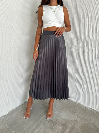 Women's Pleated Skirt Long Solid Color Skirt Modest Skirt SKU: 2375