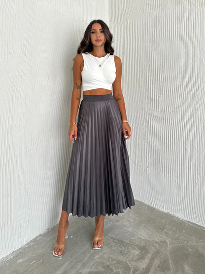 Women's Pleated Skirt Long Solid Color Skirt Modest Skirt SKU: 2375