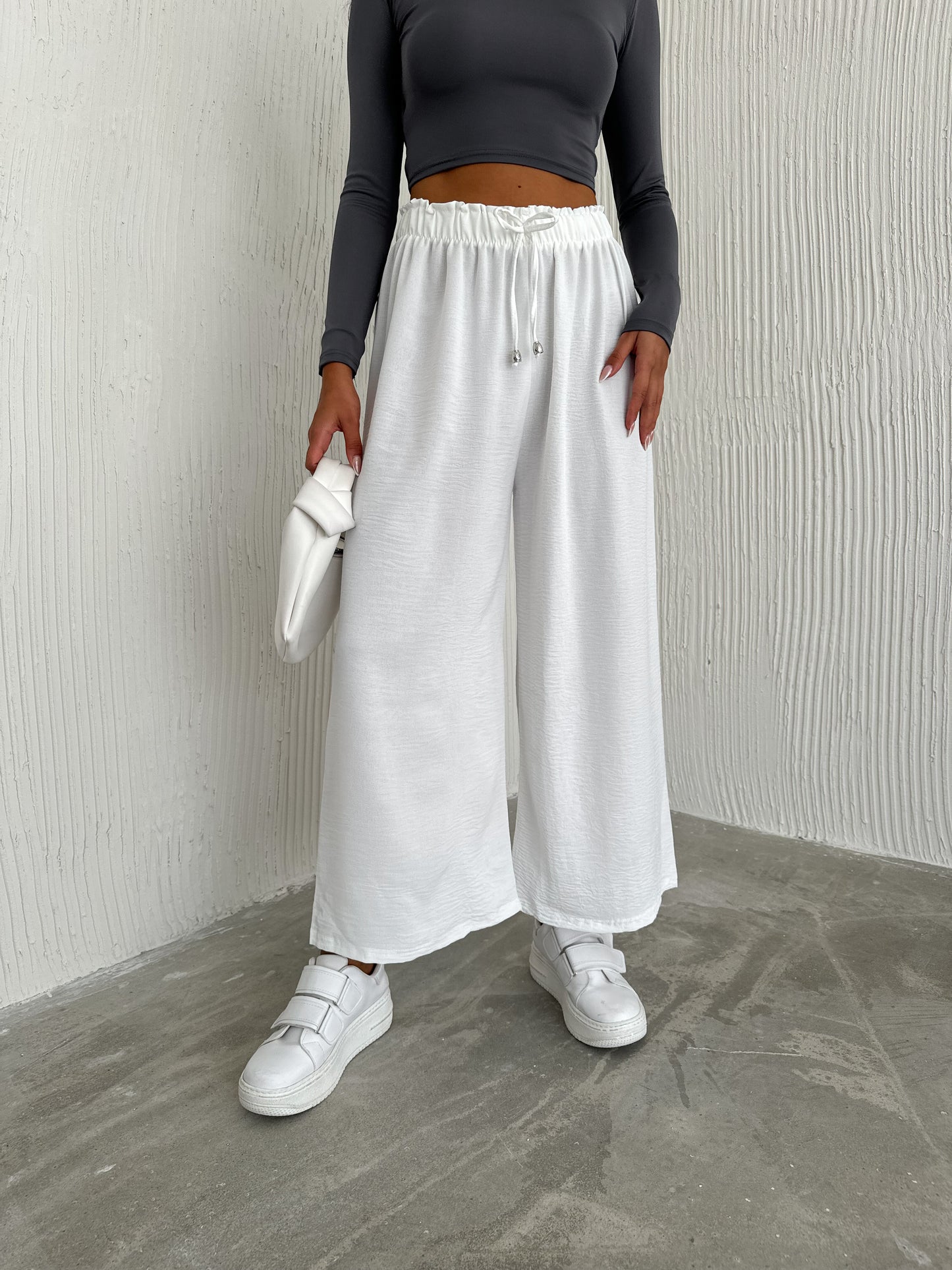 Women's Solid Color Palazzo Pants Wide Leg Elastic SKU: 4401