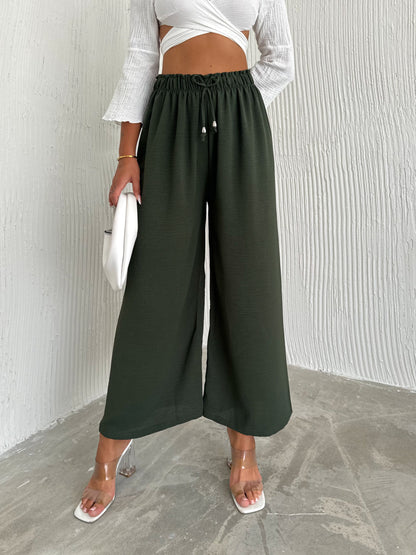 Women's Solid Color Palazzo Pants Wide Leg Elastic SKU: 4401