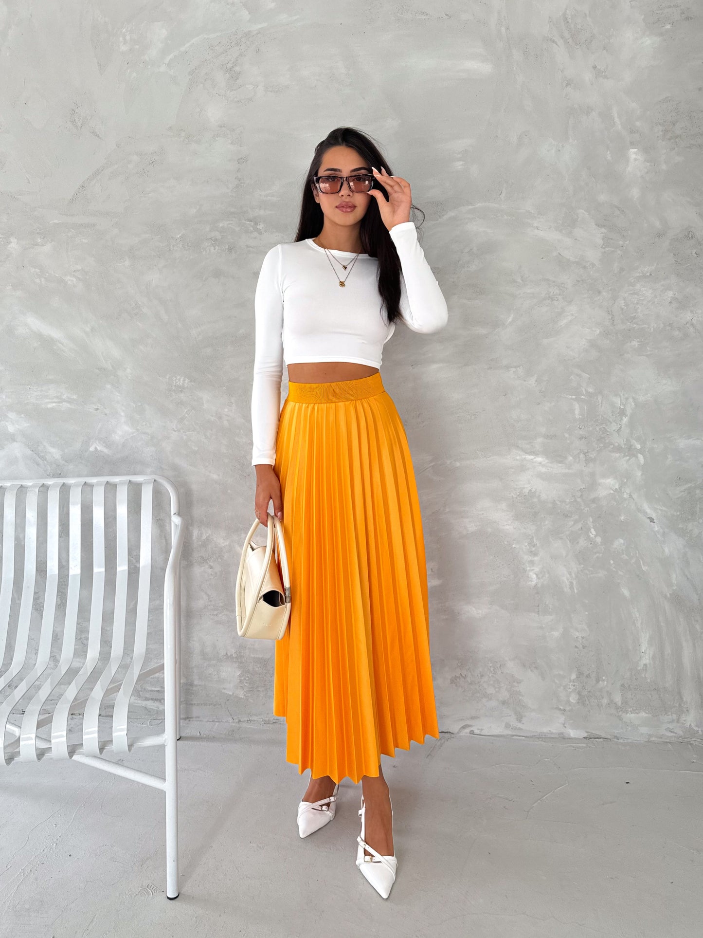 Women's Pleated Skirt Long Solid Color Skirt Modest Skirt SKU: 2375