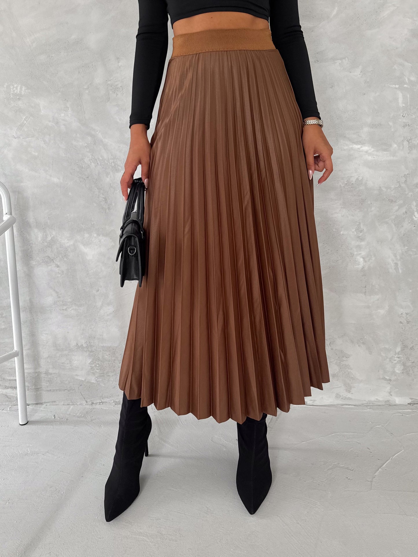 Women's Pleated Skirt Long Solid Color Skirt Modest Skirt SKU: 2375