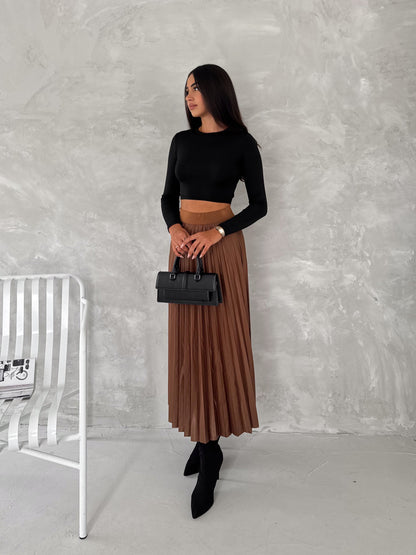 Women's Pleated Skirt Long Solid Color Skirt Modest Skirt SKU: 2375