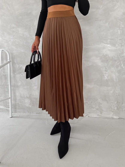 Women's Pleated Skirt Long Solid Color Skirt Modest Skirt SKU: 2375