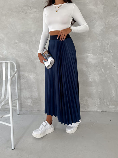 Women's Pleated Skirt Long Solid Color Skirt Modest Skirt SKU: 2375