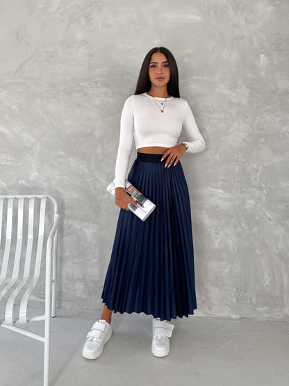 Women's Pleated Skirt Long Solid Color Skirt Modest Skirt SKU: 2375