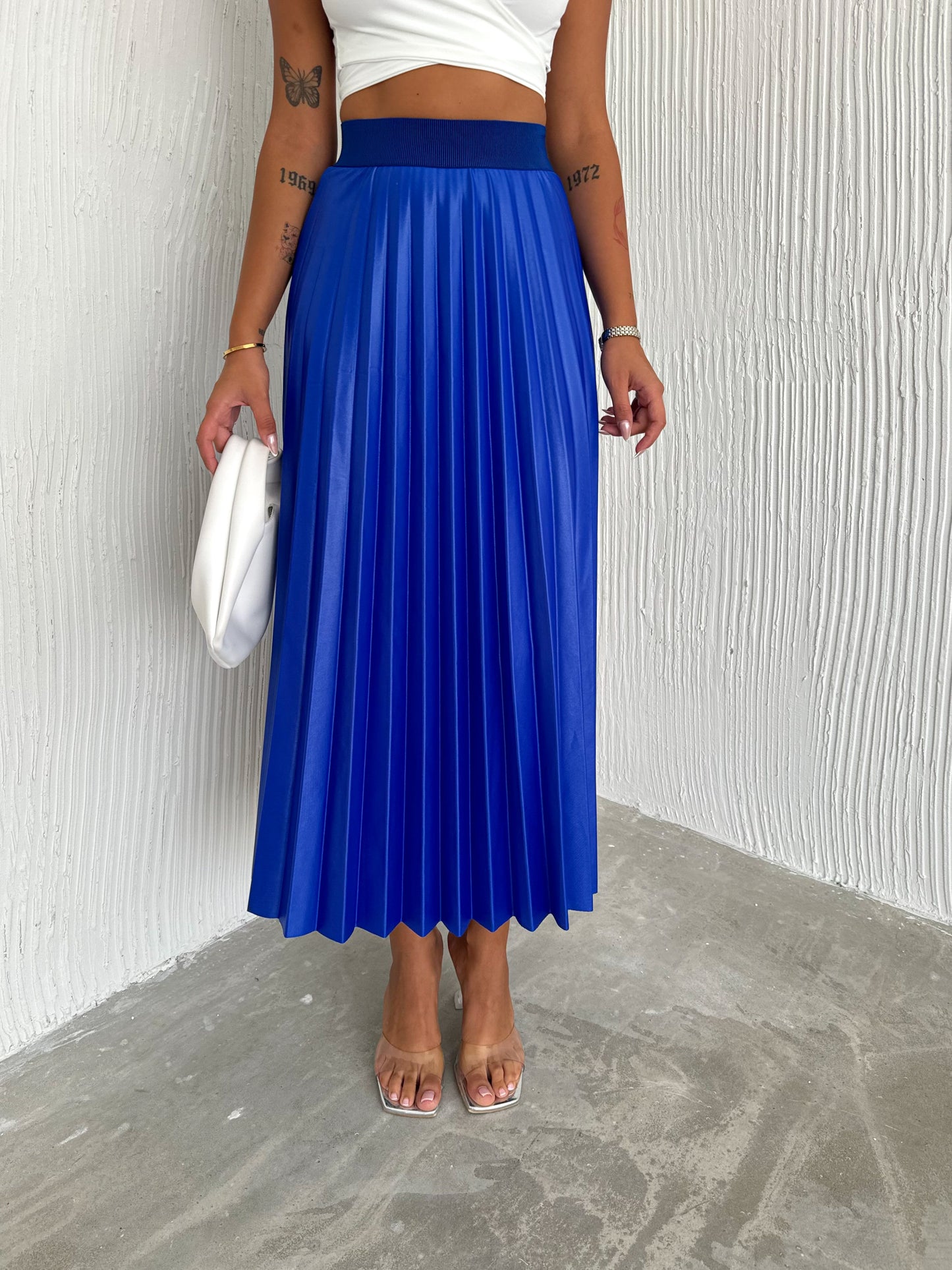 Women's Pleated Skirt Long Solid Color Skirt Modest Skirt SKU: 2375