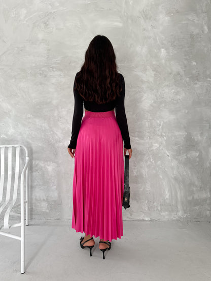 Women's Pleated Skirt Long Solid Color Skirt Modest Skirt SKU: 2375