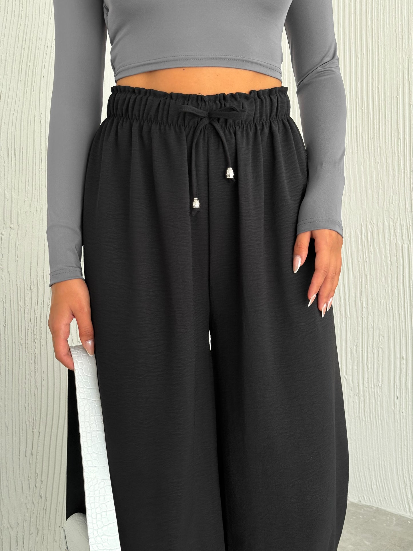 Women's Solid Color Palazzo Pants Wide Leg Elastic SKU: 4401