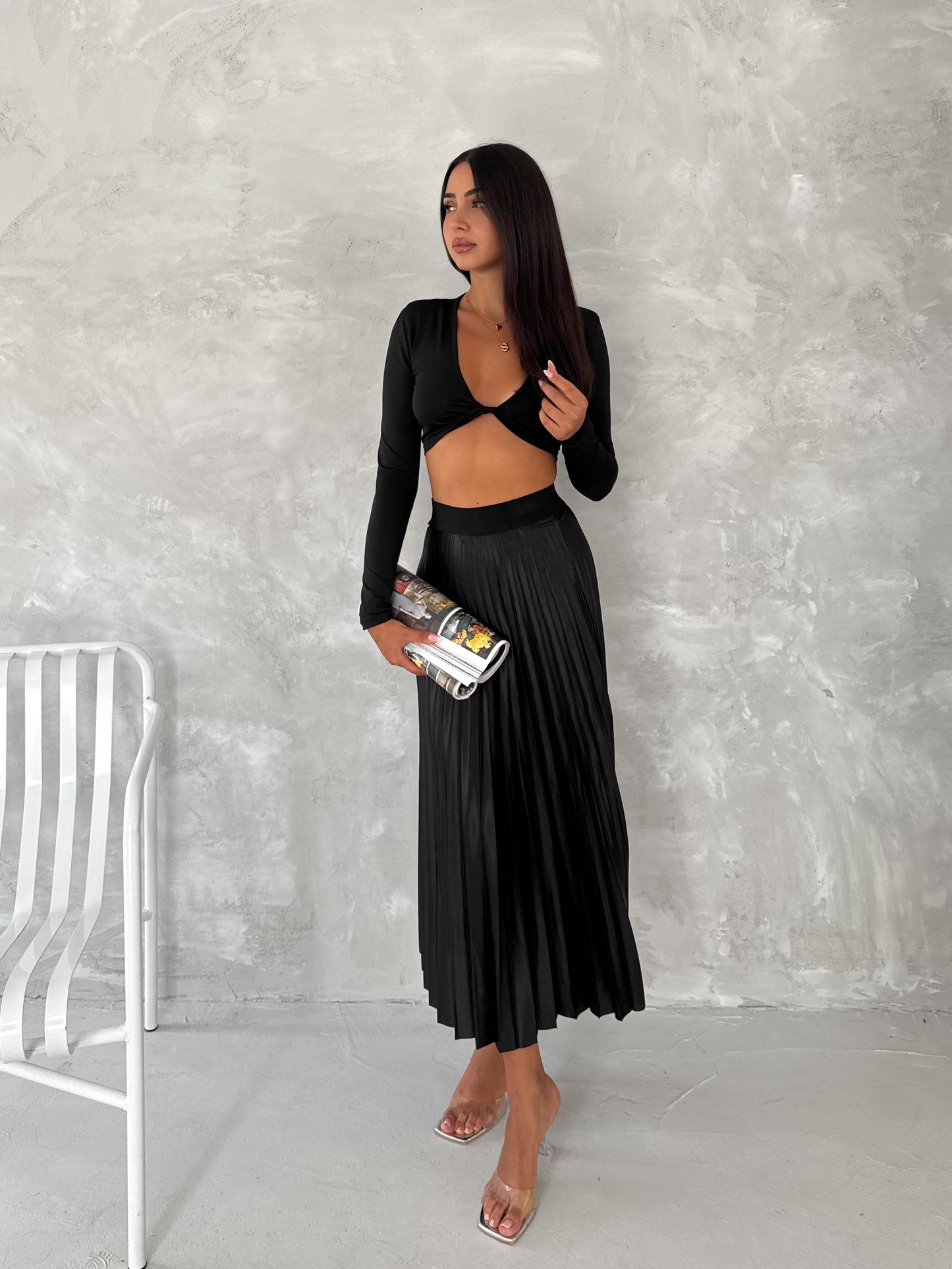 Women's Pleated Skirt Long Solid Color Skirt Modest Skirt SKU: 2375