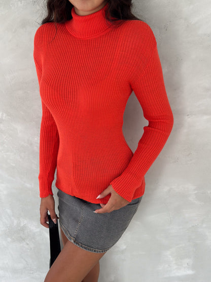 Women's Knit Turtleneck Top Ribbed Fitted Knit Top